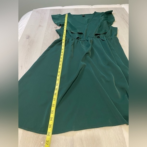 Shein Curve Ruffle Front Sleeveless Dress, Size 0X, Green - Picture 7 of 9